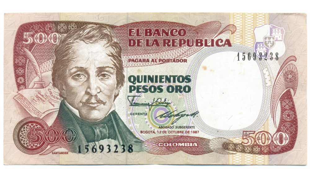 Billete Colombia 500 Pesos Oro 1987  - Numisfila