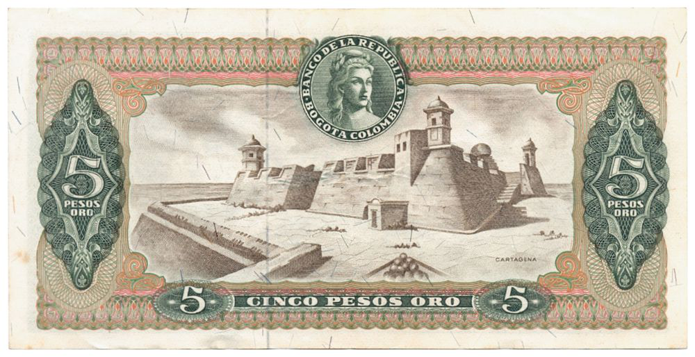 Billete Colombia 5 Pesos Oro 1964  - Numisfila