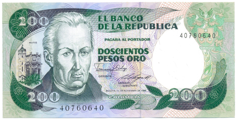 Billete Colombia 200 Pesos Oro 1982-85 José Celestino Mutis - Numisfila