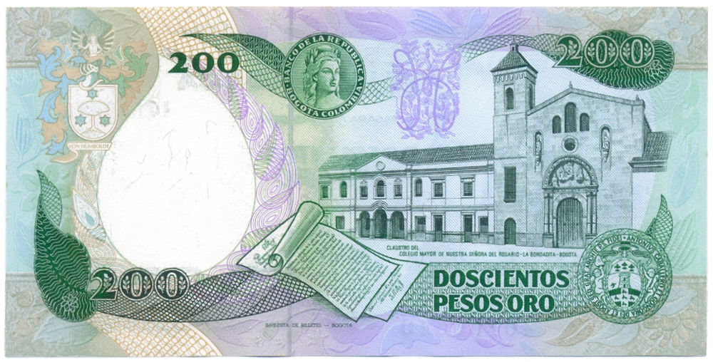 Billete Colombia 200 Pesos Oro 1992 José Celestino Mutis  - Numisfila