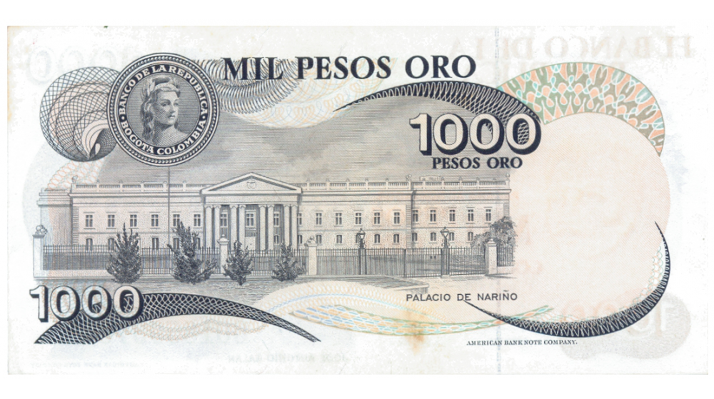 Billete Colombia 1000 Pesos Oro 1979 José Antonio Galán  - Numisfila