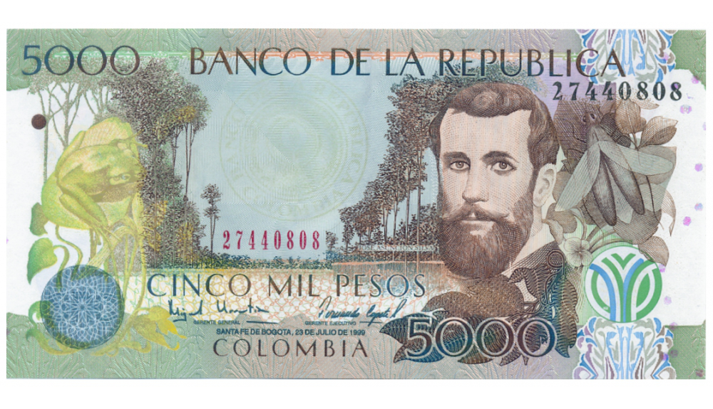 Billete Colombia 5000 Pesos 1999   - Numisfila