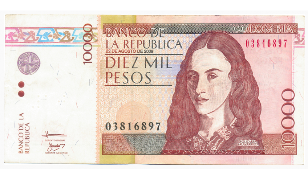 Billete Colombia 10000 Pesos 2009 La Pola  - Numisfila