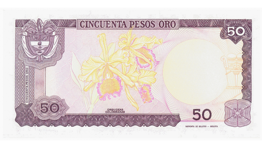 Billete Colombia 50 Pesos Oro 1986 Camilo Torres  - Numisfila