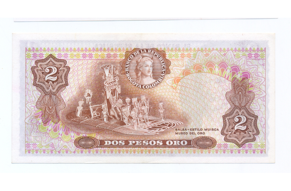 Billete Colombia 2 Pesos Oro 1972   - Numisfila
