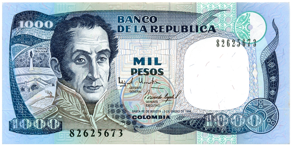 Billete Colombia 1000 Pesos 1994 Simón Bolívar  - Numisfila