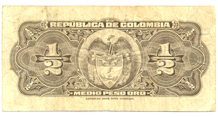 Billete Colombia 1/2 Peso Oro 1953 Antonio Nariño  - Numisfila