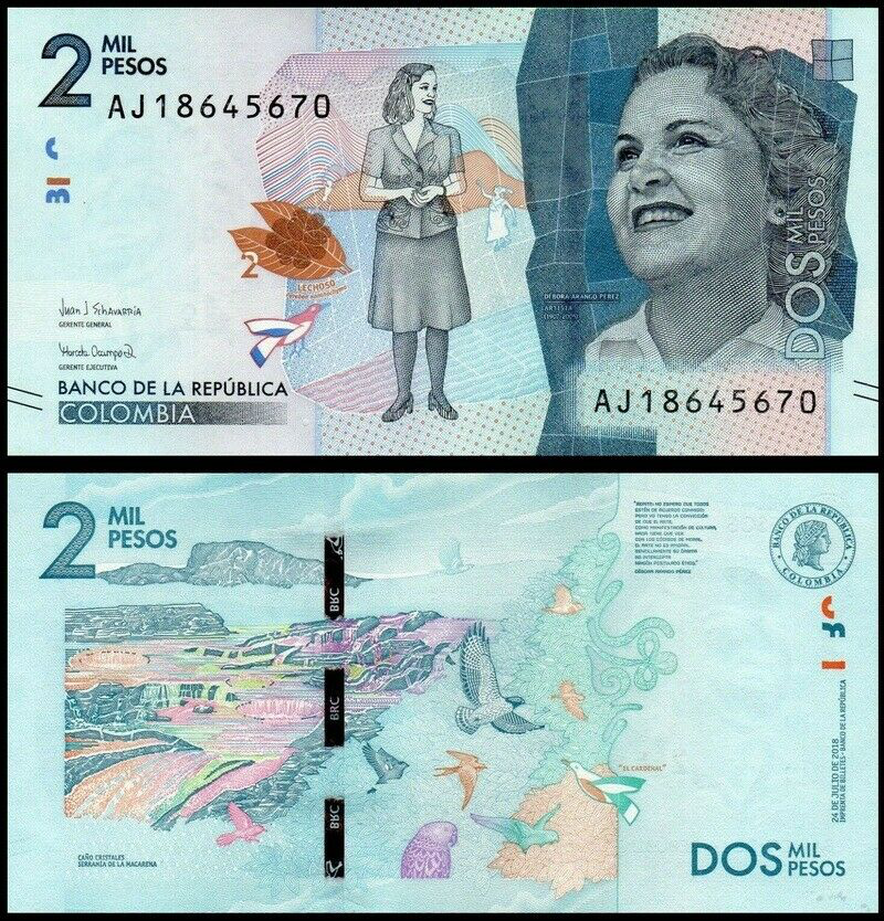 Billete Colombia 2000 Pesos 2016 (2018) Débora Arango Pérez - Numisfila
