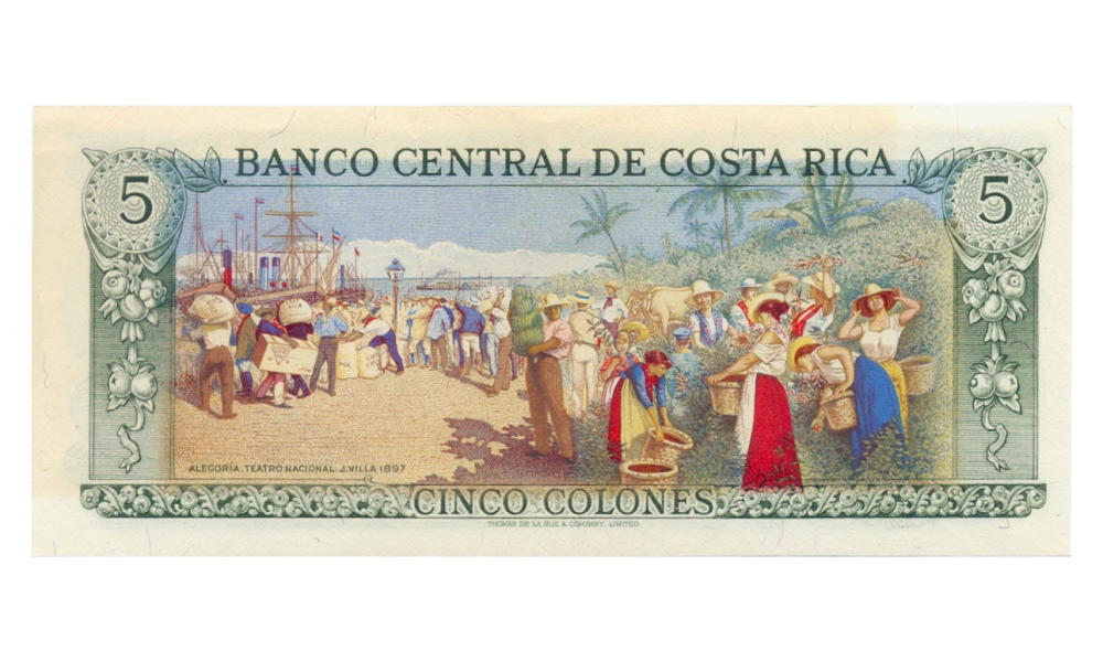 Billete Costa Rica 5 Colones 1992 Castro - Numisfila