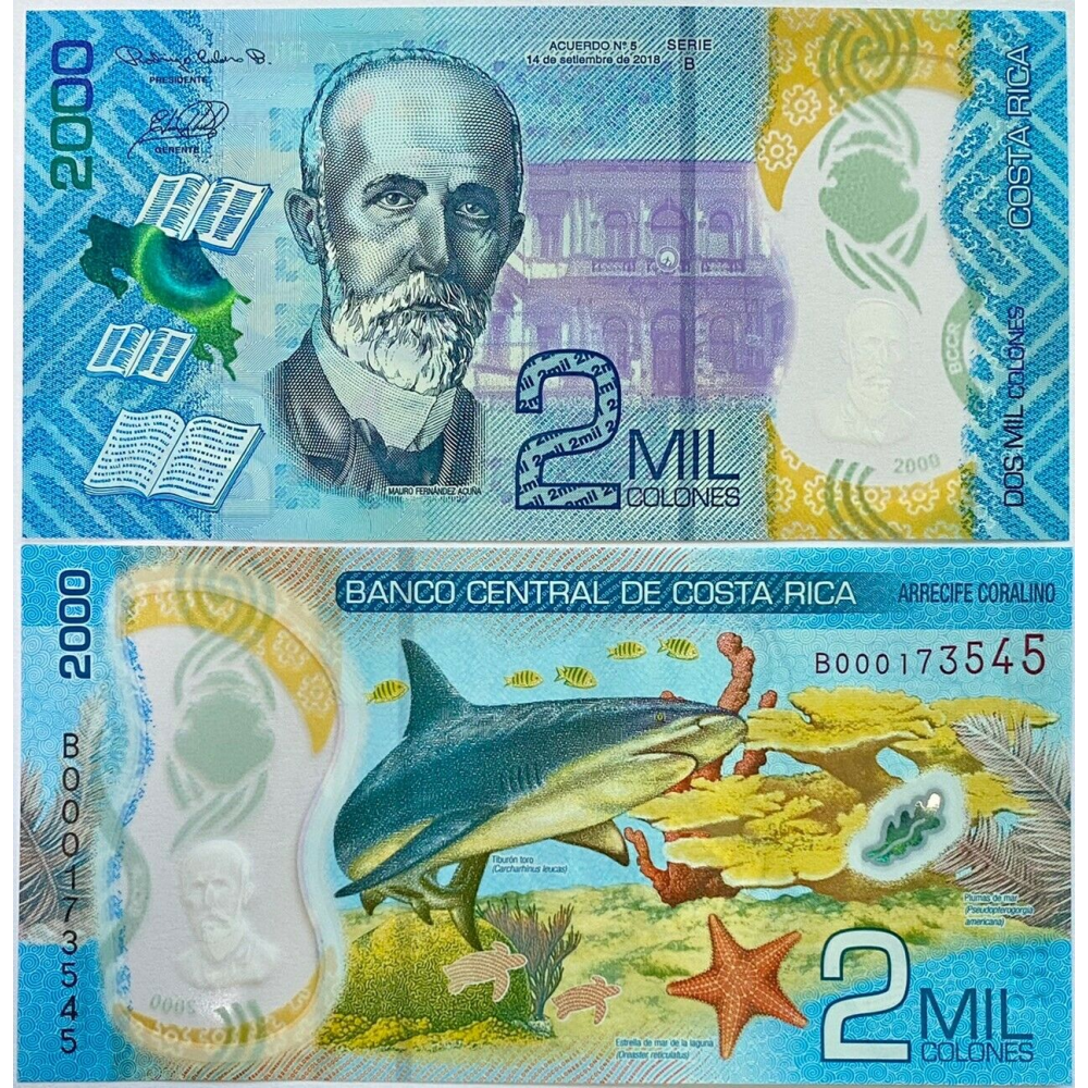 Billete Plástico Costa Rica 2.000 Colones  2018-2020 - Numisfila
