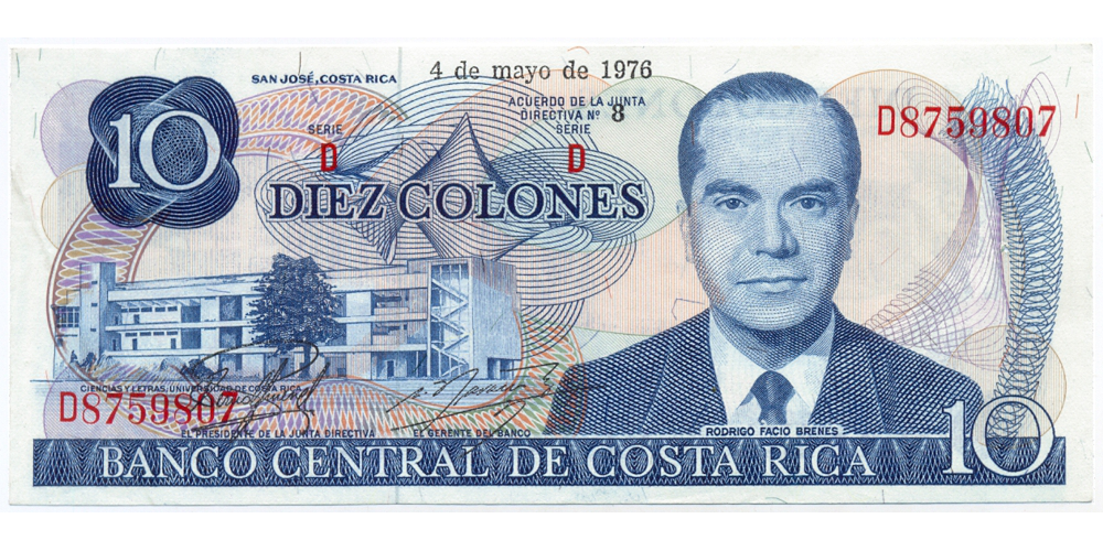 Billete Costa Rica 10 Colones 1976  - Numisfila