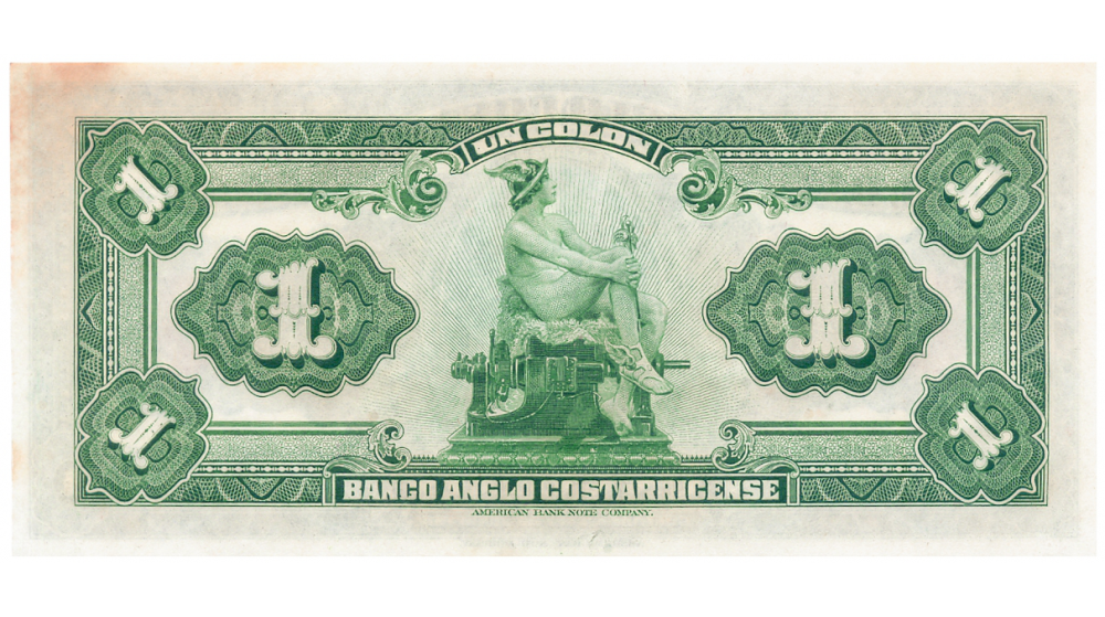 Billete Costa Rica Un Colón 1917 Gallegos y Alvarado Remainder  - Numisfila