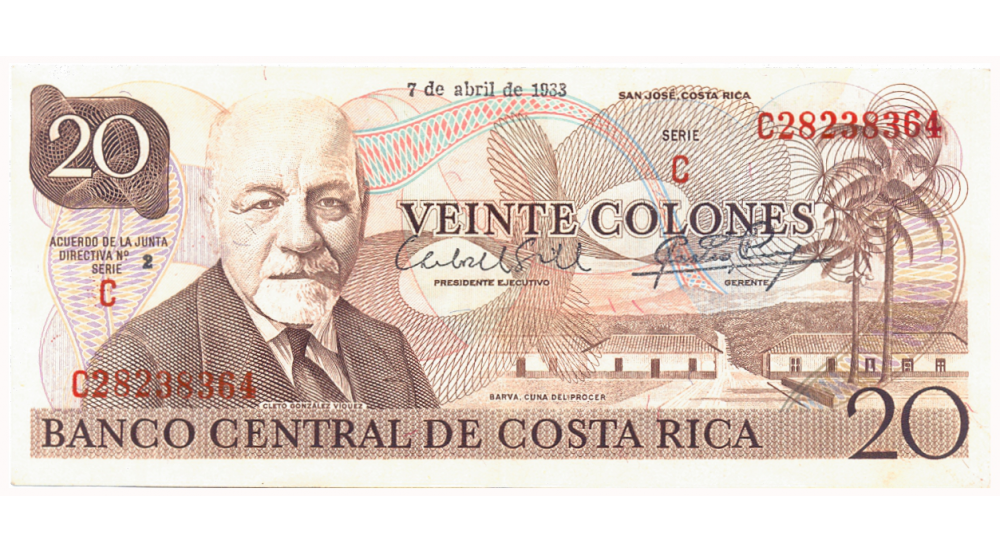 Billete Costa Rica 20 Colones 1983 Cleto González Viquez - Numisfila