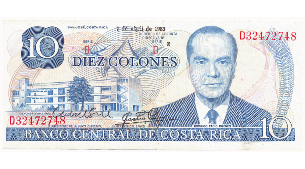 Billete Costa Rica 10 Colones 1983 Serie D - Numisfila