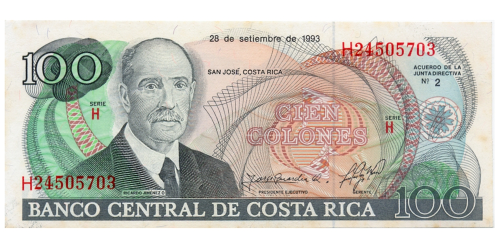 Billete Costa Rica 100 Colones 1993 - Numisfila