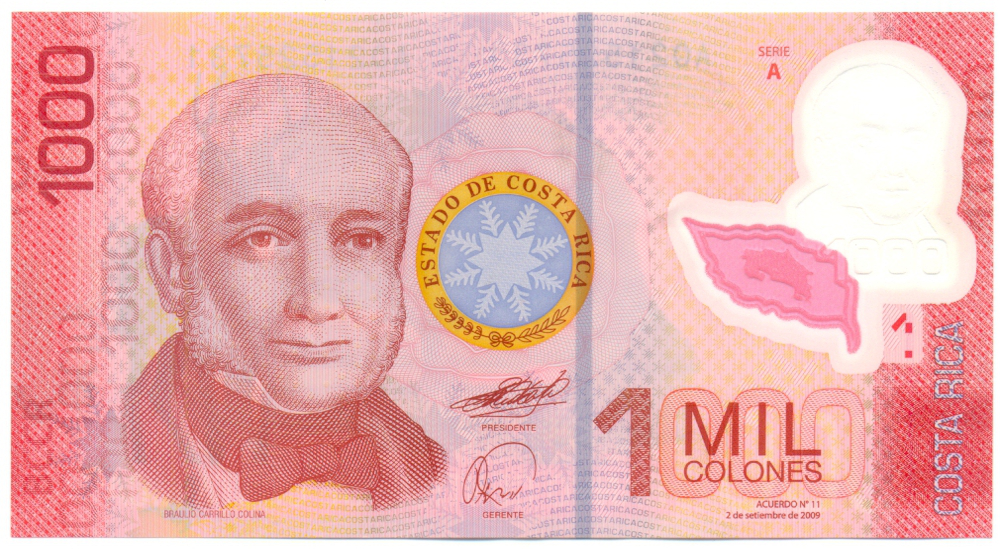 Billete Plastico Costa Rica 1.000 Colones 2009 Venado - Numisfila