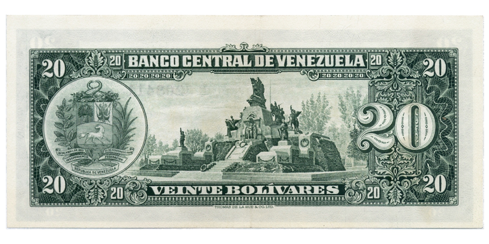 Bello Billete 20 Bolivares 1964 C7 Serial C3208411  - Numisfila