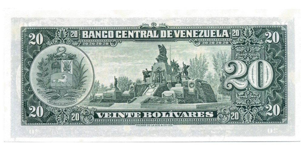 Bello Billete 20 Bolivares 1966 F7 Serial F4259670  - Numisfila