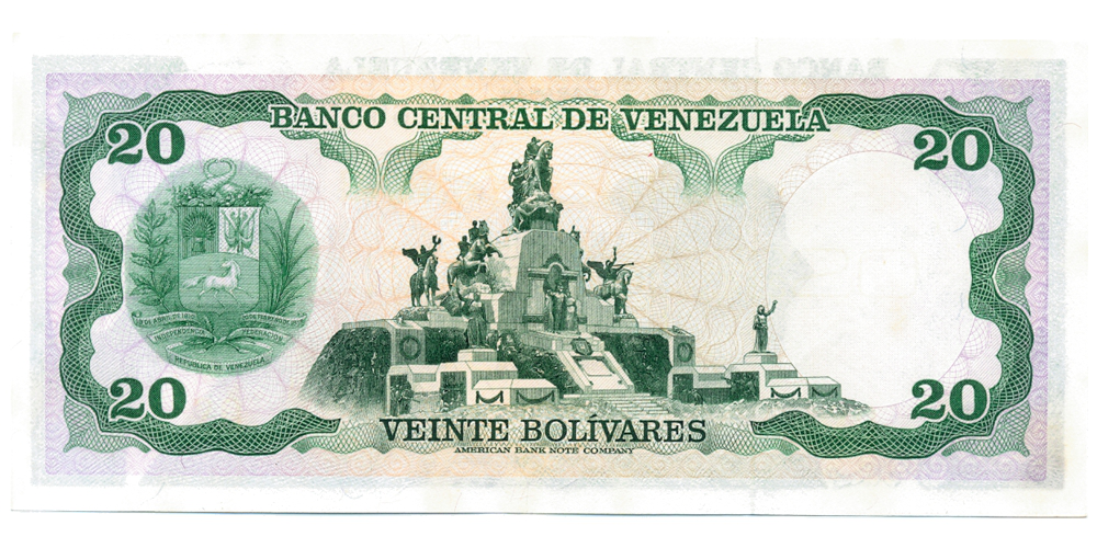 Billete 20 Bolívares Abril 1974 Difícil J7 Serial J0016981  - Numisfila