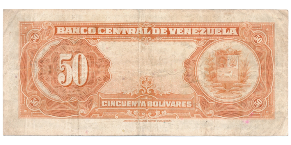 Billete 50 Bolivares Mayo 1947 Serial A1992210  - Numisfila