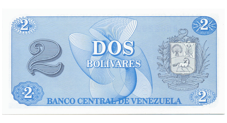 Billete 2 Bolívares 1989 Difícil BN7 Serial BN8229595 - Tinoquito  - Numisfila