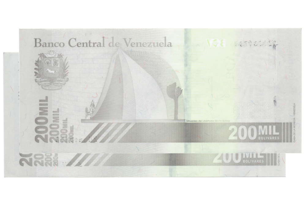 Z8 Reposición Billetes 200.000 Bolívares 2020 Seriales Z00017993 y Z00017994  - Numisfila