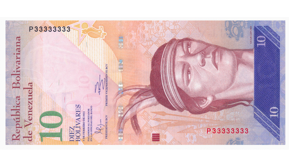 Sólido P33333333 en Set 5 Pruebas Progresivas Impresión Billete 10 Bolívares 2011  - Numisfila