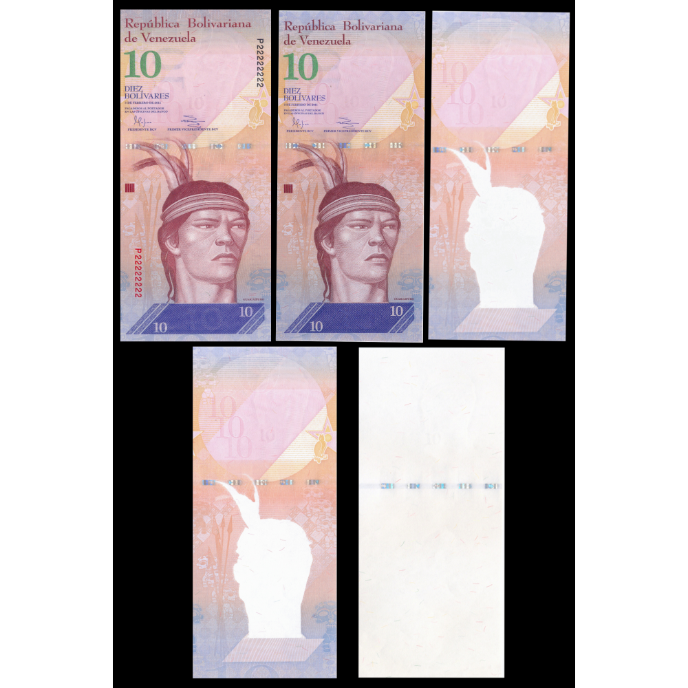 Sólido P22222222 en Set 5 Pruebas Progresivas Impresión Billete 10 Bolívares 2011 - Numisfila