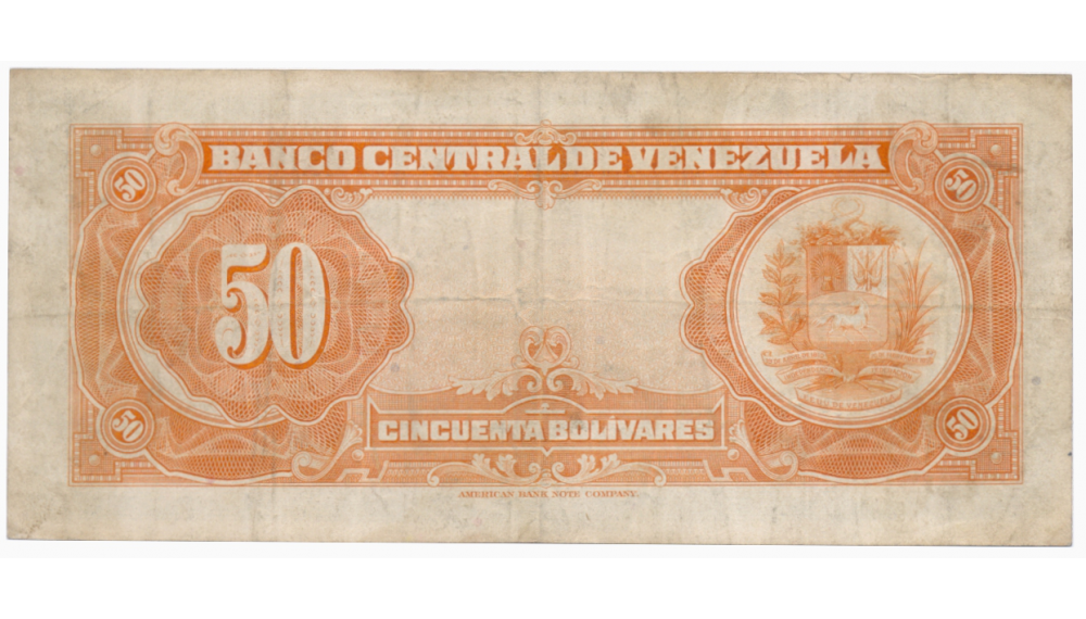 Billete 50 Bolívares Julio 1953 Serial C1948724  - Numisfila