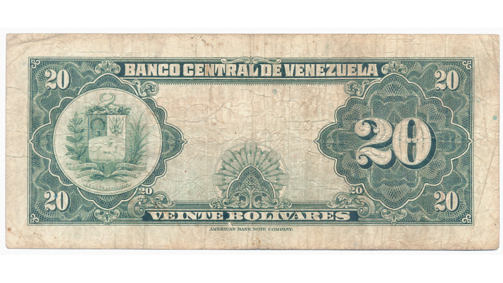 Billete 20 Bolívares Mayo 1946 Serial B1306969  - Numisfila