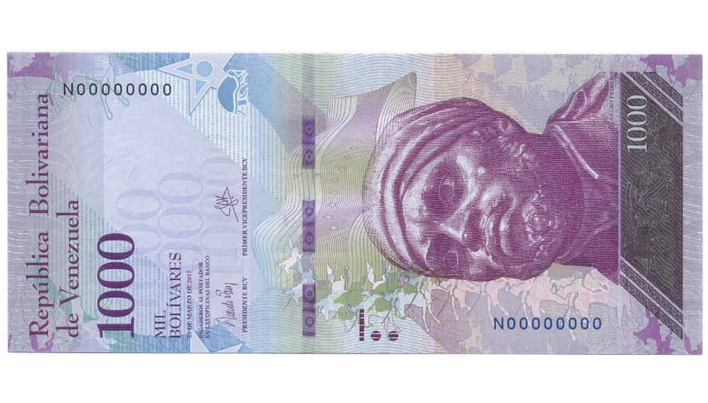 Prueba Billete 1000 Bolívares Marzo 2017 Serial N0000000     - Numisfila