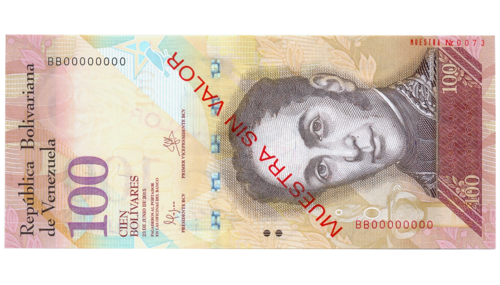 Billete Muestra Sin Valor 100 Bolívares Junio 2015 #0073 - Numisfila