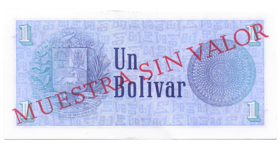 Billete Muestra Sin Valor 1 Bolívar 1989 X00000000  - Numisfila