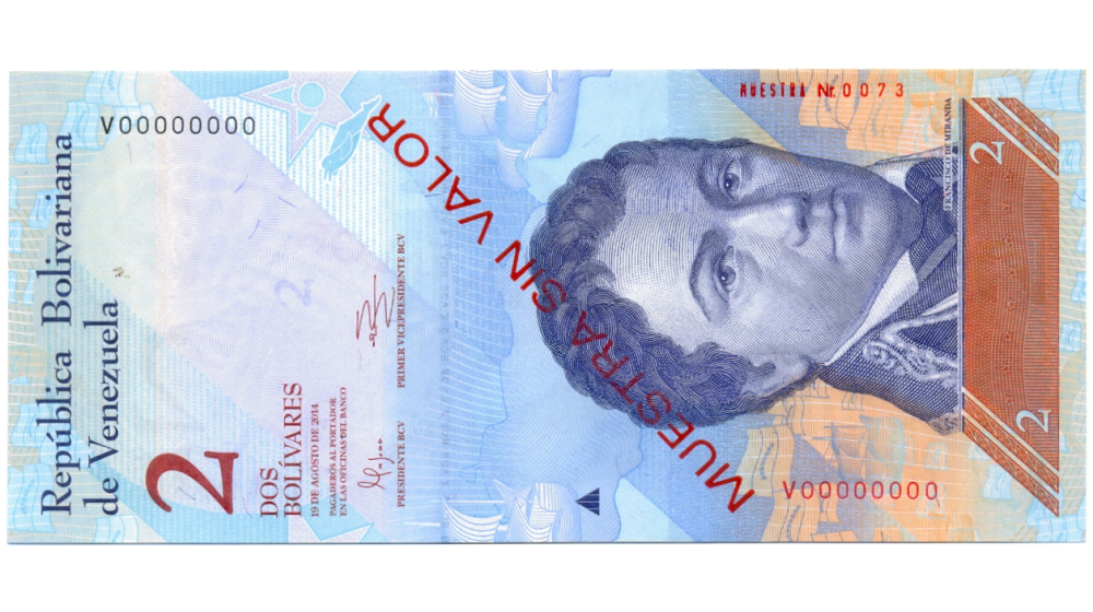 Muestra Sin Valor Billete 2 Bolívares Agosto 2014 #0073 - Numisfila