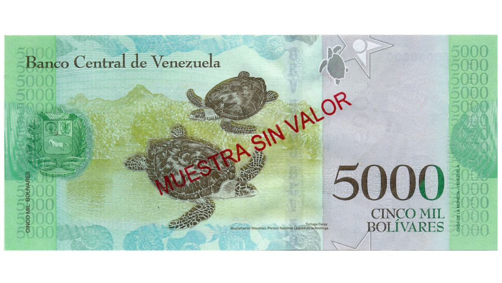 Billete Muestra Sin Valor 5000 Bolívares 2016 #0201  - Numisfila