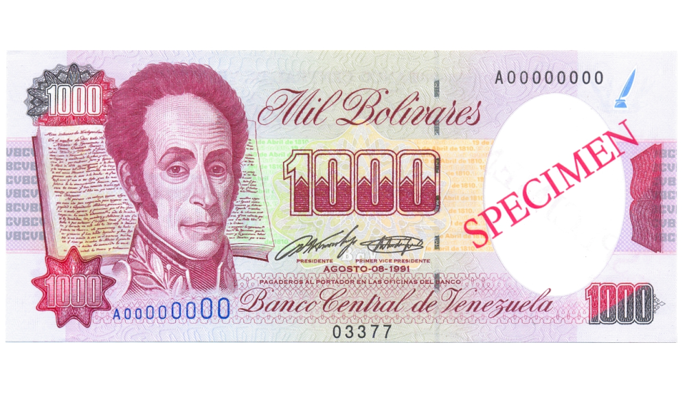 Billete Specimen 1000 Bolívares 1991 #03377 - Numisfila