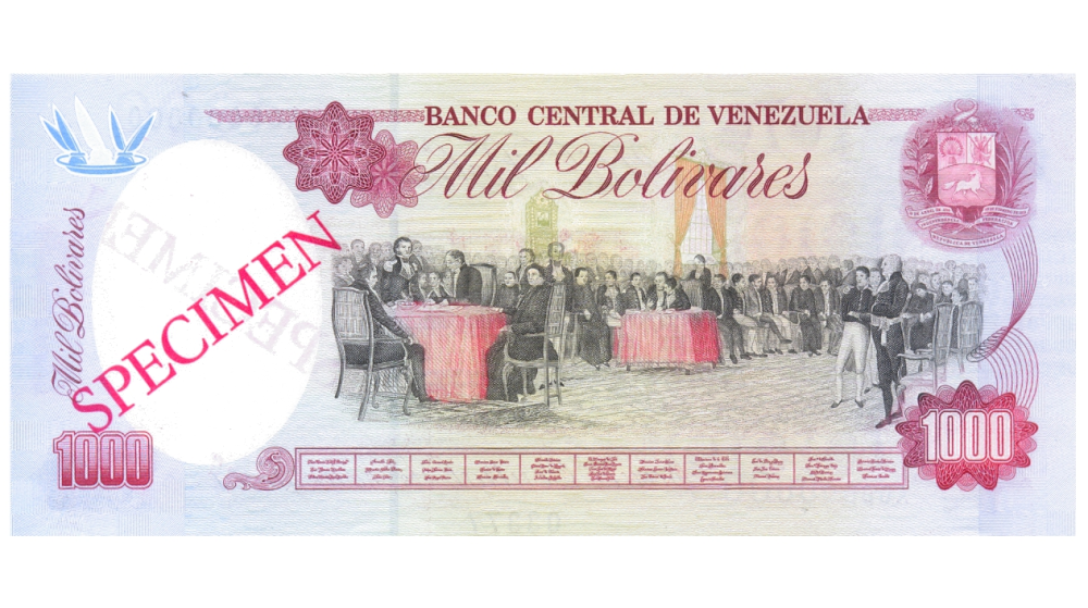 Billete Specimen 1000 Bolívares 1991 #03377  - Numisfila