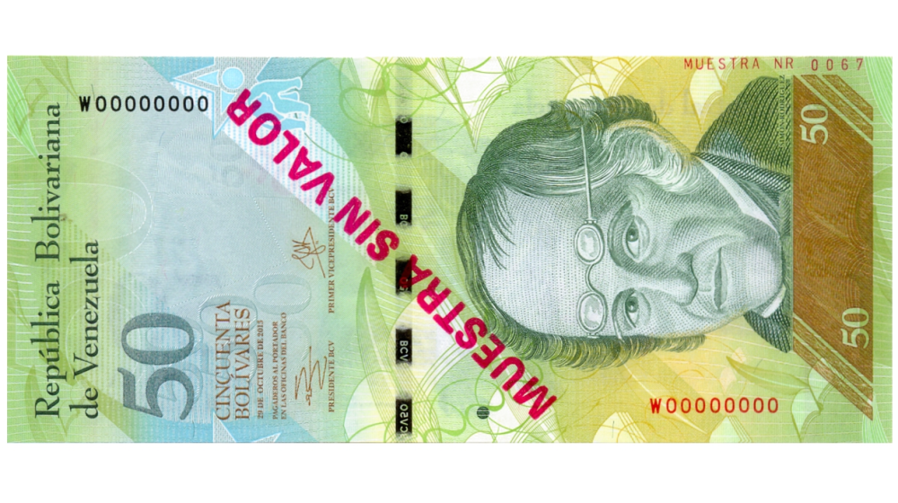 Billete Muestra Sin Valor 50 Bolívares 2013 #0067 - Numisfila