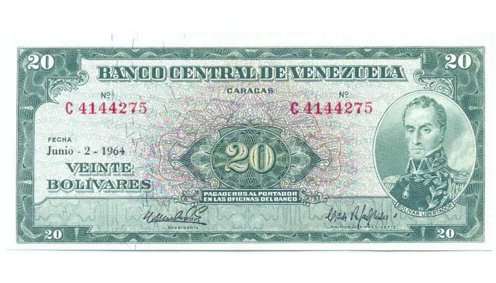 Billete 20 Bolívares 1964 C7 Serial C4144275 - Numisfila