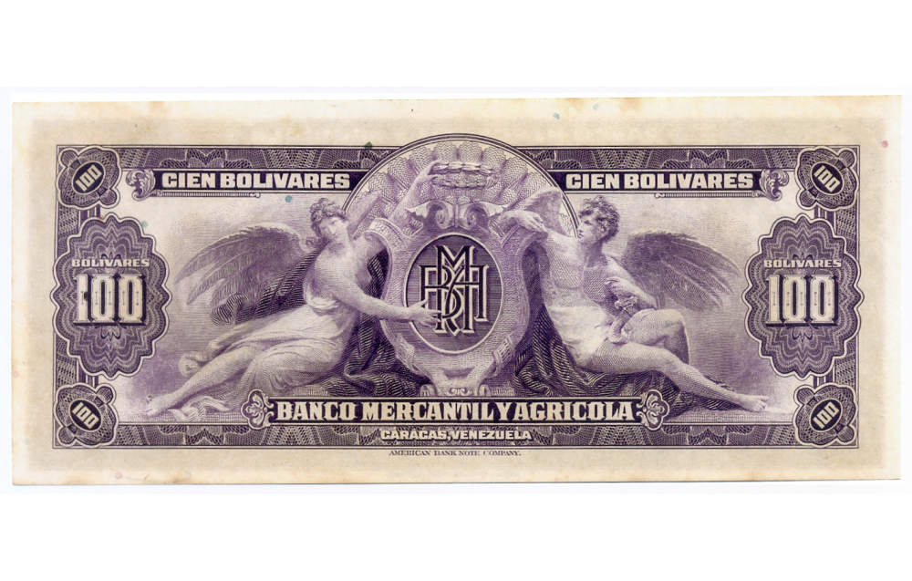 Billete 100 Bolívares Bco Mercantil y Agrícola Remainder  - Numisfila