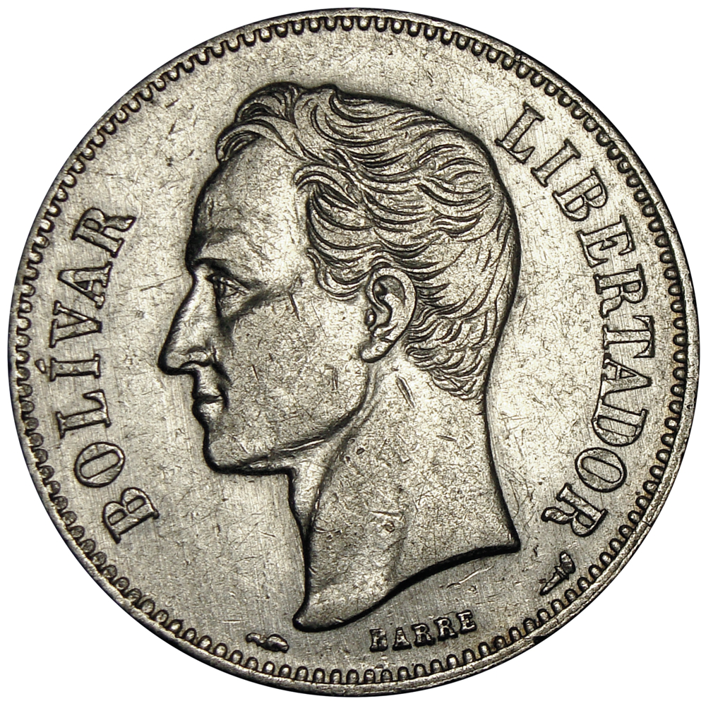 Moneda Plata 2 Bolivares 1912 Fecha Ancha  - Numisfila