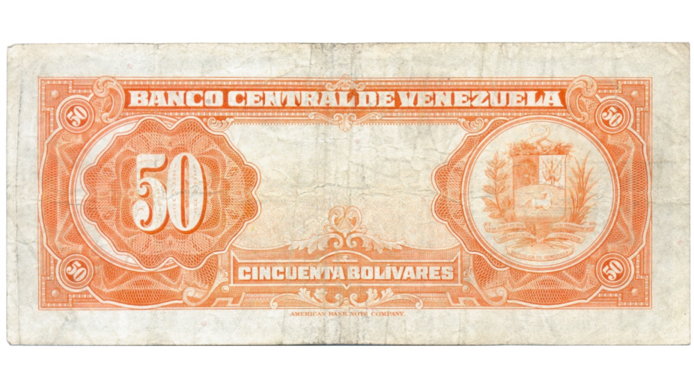 Billete 50 Bolívares Abril 1956 D7 Serial D2795243  - Numisfila