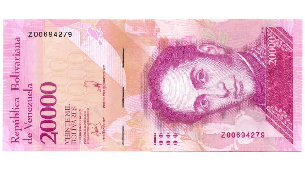 Billete 20000 Bolívares 2017 Z8 Reposición Serial Z00694279 - Numisfila