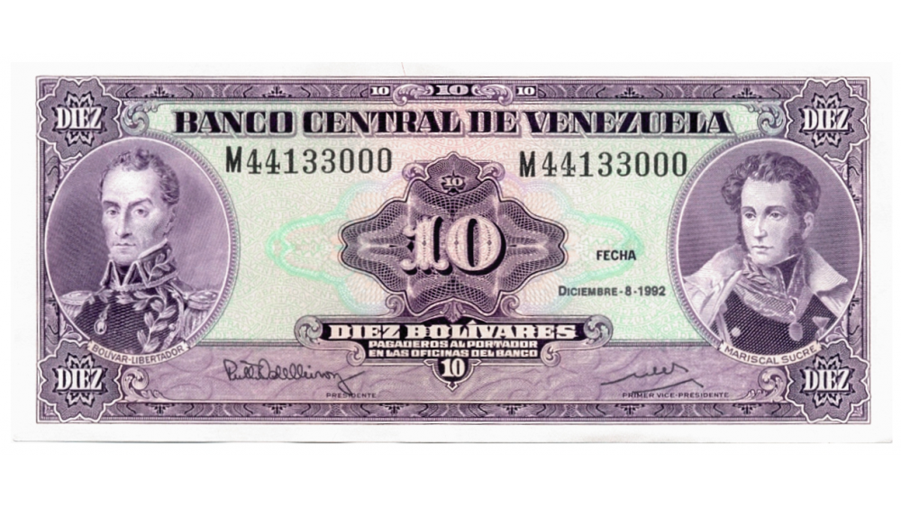 Paca 100 Billetes 10 Bolívares 1992 M8 Seriales M44132901 - M44133000  - Numisfila
