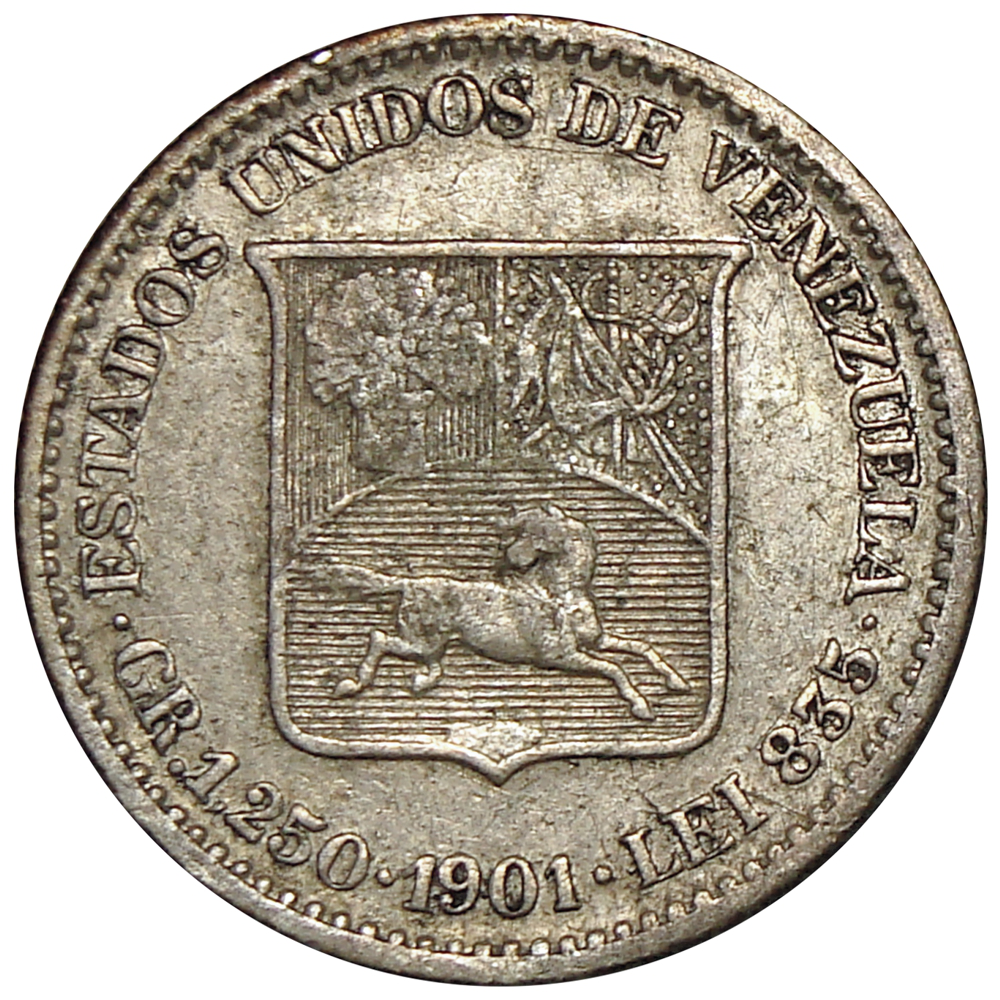 Escasa Moneda ¼ Bolívar - Medio 1901  - Numisfila