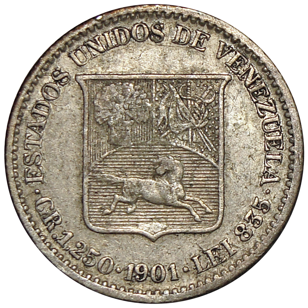 Escasa Moneda ¼ Bolívar - Medio 1901 - Numisfila