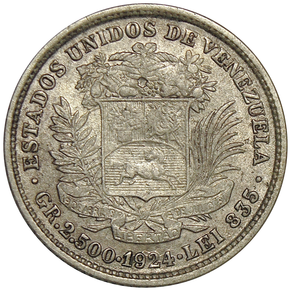 Real Moneda 50 Céntimos 1924   ½ Bolivar   - Numisfila