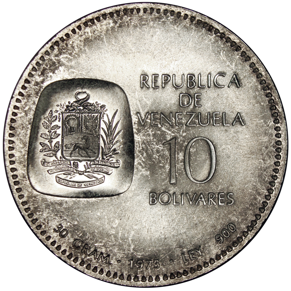 Moneda 10 Bolívares Doblín 1973 Canto Al Revés  - Numisfila