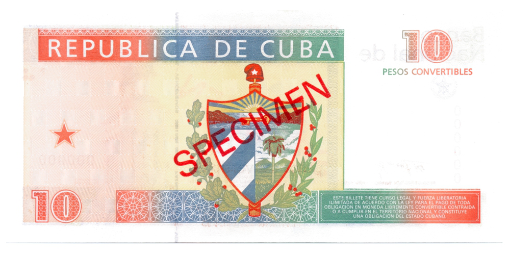 Billete Specimen Cuba 10 Pesos Convertibles 1994  - Numisfila