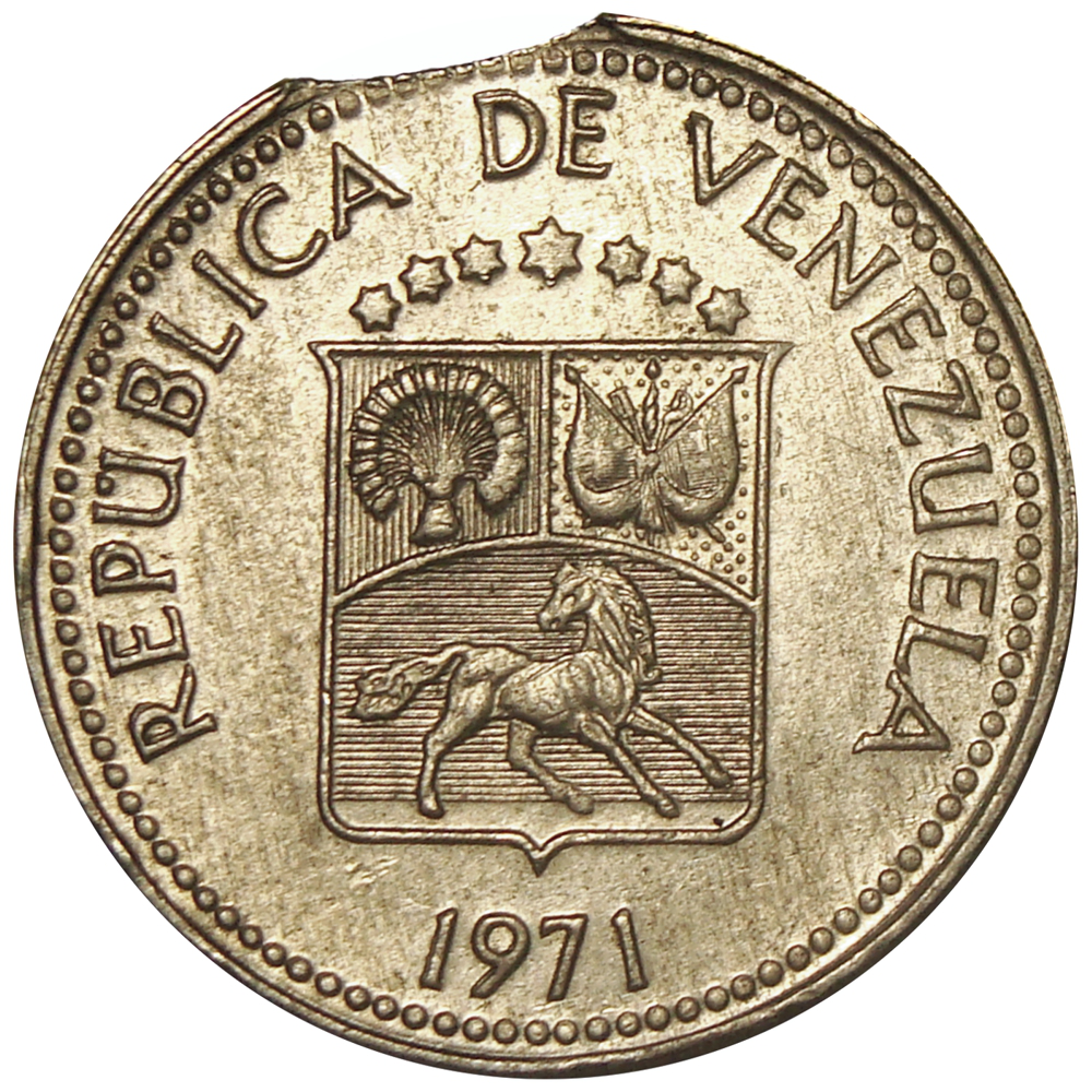 Error Clip en Cospel Moneda 5 Céntimos 1971 - Puya - Numisfila